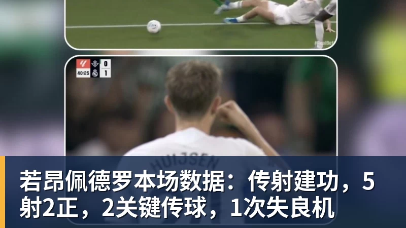 尊龙凯时若昂佩德罗本场数据：传射建功，5射2正，2关键传球，1次失良机