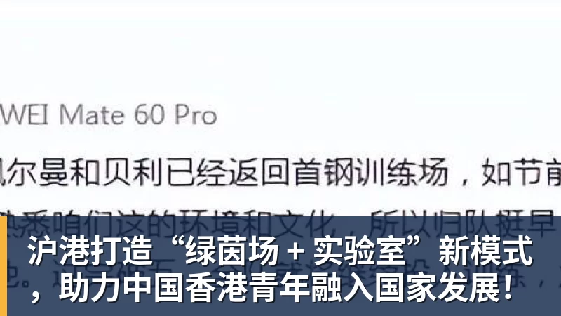 尊龙凯时沪港打造“绿茵场 + 实验室”新模式，助力中国香港青年融入国家发展！